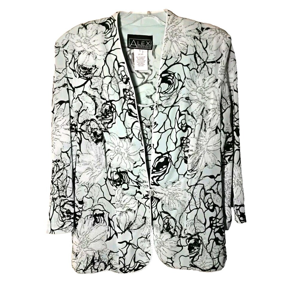 Alex Evenings 2-Piece Dress Mint Green Glimmer Sparkle with Jacket Size Large
